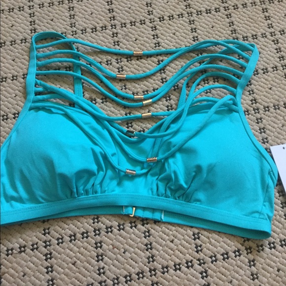 🆕 NWT! KENSIE Turquoise Strappy Bikini Top 🐠🐬☀️ - Picture 4 of 8